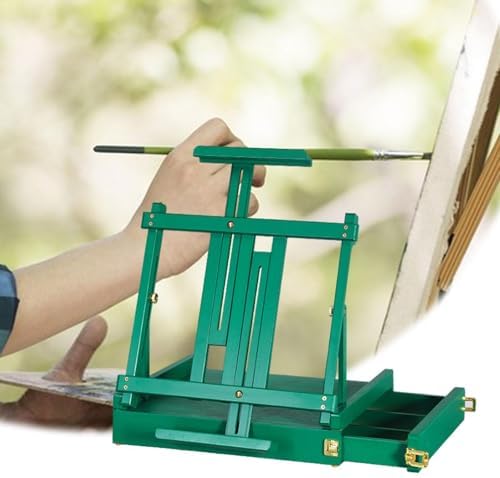 Folding Wooden Stand for Painting and Sketching with Storage Green