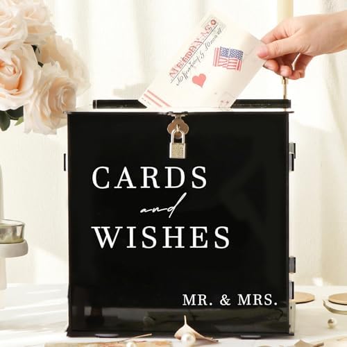 Black Acrylic Card Box with Slot and Lock