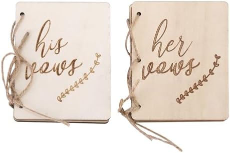 Haofy Wedding Vow Booklets 2pcs Wooden Decorative Guestbook Props