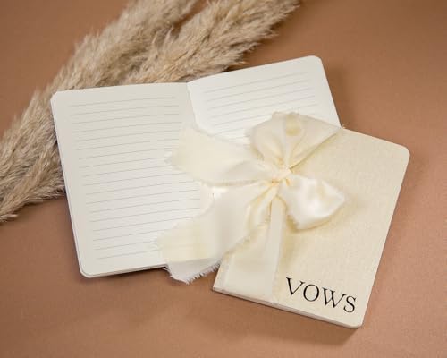 Cream Embossed Slim Vow Books with Ribbon Set of 2