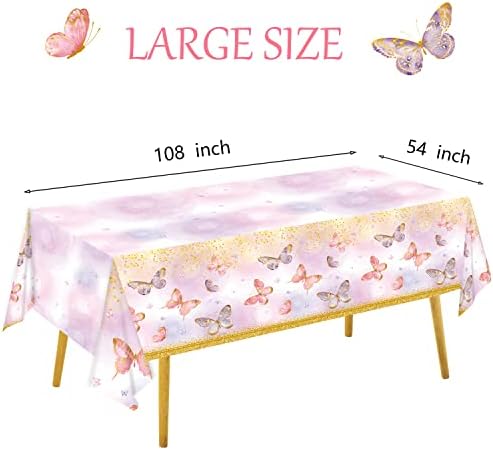 4pcs Butterfly Birthday Tablecloths Pink Purple Decorations for Girls