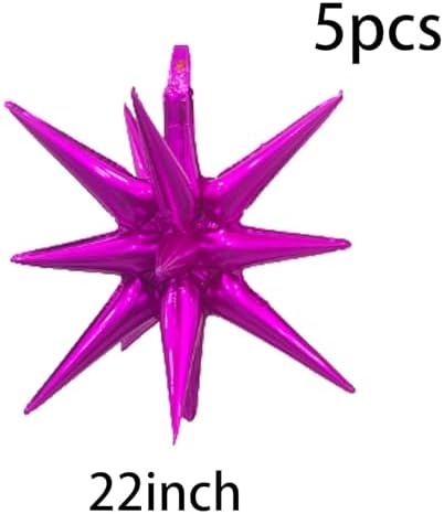 5 Pcs Hot Pink Star Balloons for Party Decorations