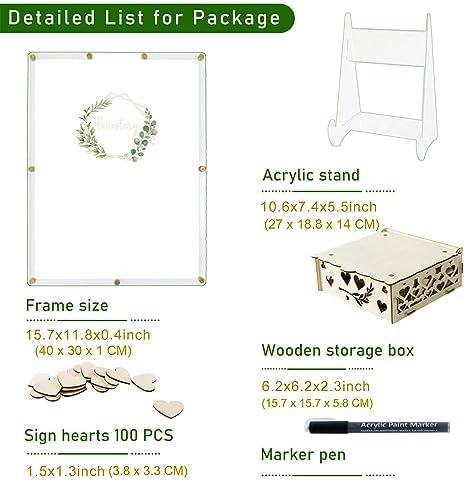 AerWo Wedding Guest Book Alternative with Stand and Hearts