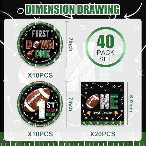 Football Themed 1st Birthday Party Supplies 40Pcs