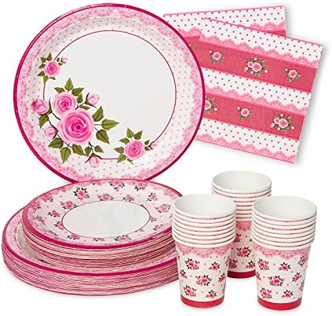 Royal Bluebonnet Floral Paper Plates and Napkins Set of 24