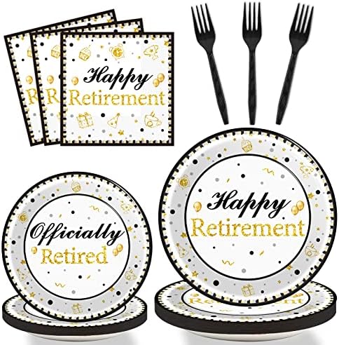 96 Piece Happy Retirement Tableware Set for 24 Guests