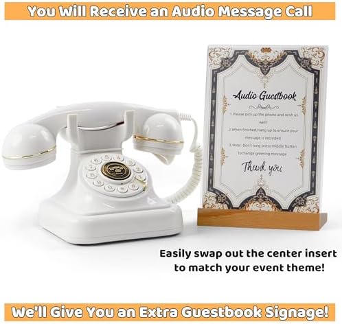 RetroVox Audio Guest Book Wedding Phone Guestbook with Voicemail