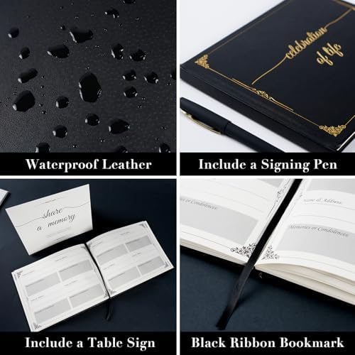 C2U Celebration of Life Guest Book with Memory Table Sign and Pen