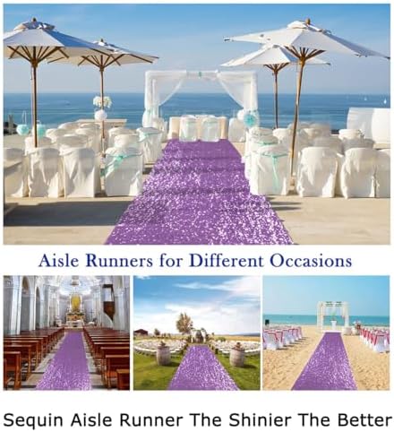 ShiDianYi Lavender Sequin Aisle Runner Wedding 15FT