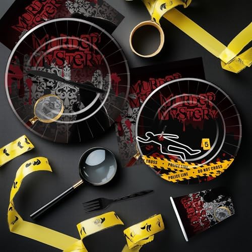 Murder Mystery Party Tableware Set for 24 Guests