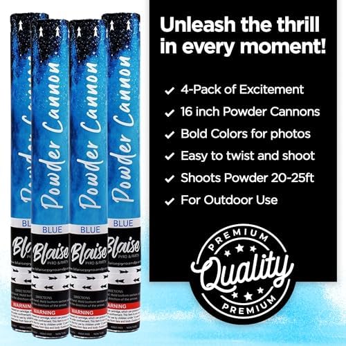 Blaise Pyro Party Blue Powder Poppers - 16 4 Pack for Celebrations