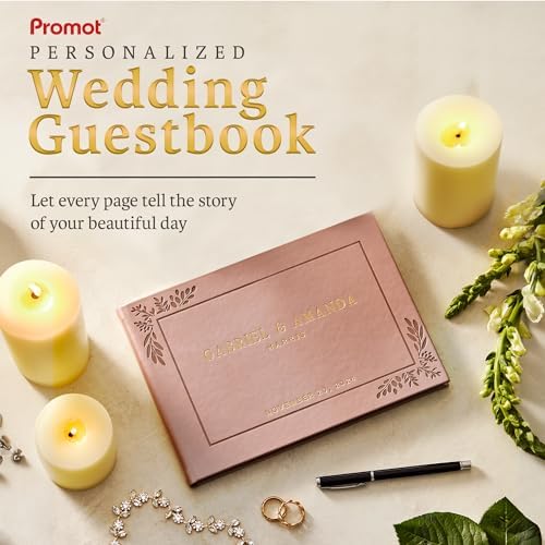 Promot Personalized Wedding Guest Book - Elegant Hardcover for Reception Baby Shower Birthday