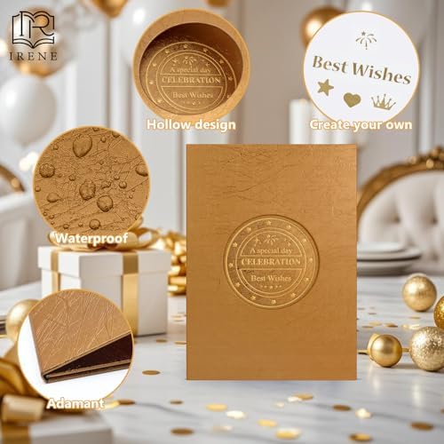 Irene Dark Gold Guest Book with Stickers for Parties