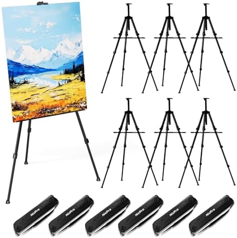 Nicpro 6 Pack Black Aluminum Art Easel Stand