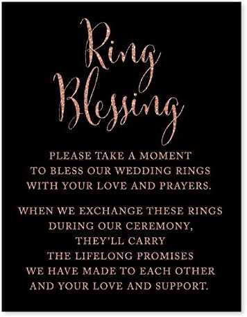 Andaz Press Wedding Party Sign Faux Rose Gold Glitter on Black 85x11-inch 1-Pack Decorations
