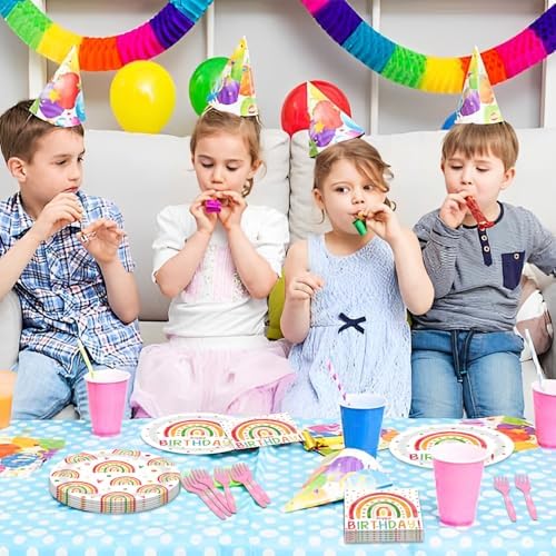 48Pcs Rainbow Themed Party Tableware Set