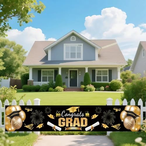 2025 Graduation Banner with Black Gold Design