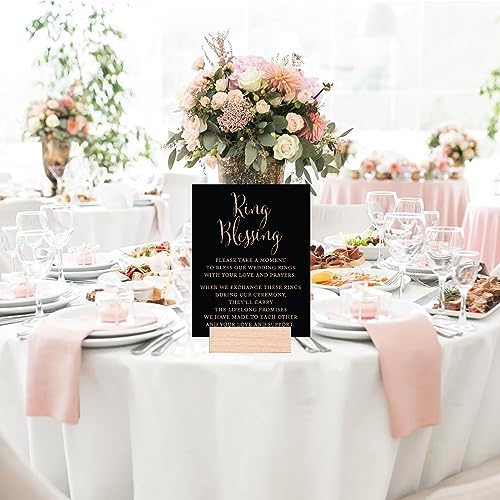Andaz Press Wedding Party Sign Faux Rose Gold Glitter on Black 85x11-inch 1-Pack Decorations