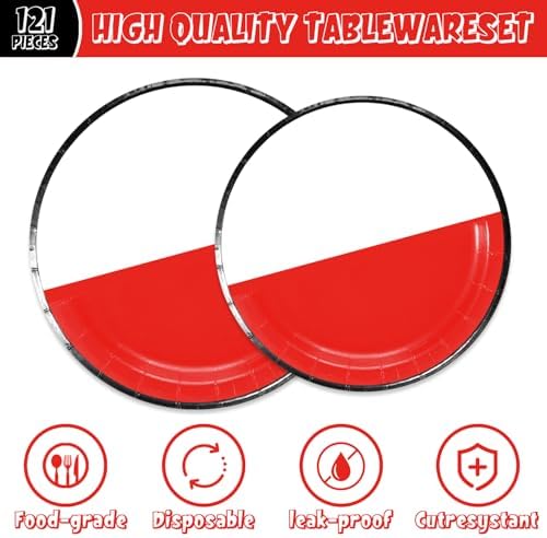 121pcs Pocket Party Supplies Pack Includes Napkins Plates Tablecloth Utensils