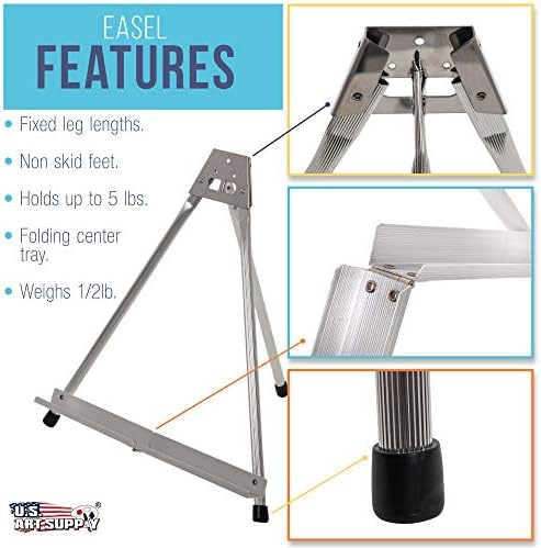 US Art Supply 4 Pack 15 Inch Aluminum Tabletop Easel