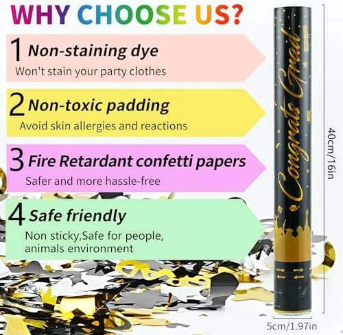16 Inch Graduation Confetti Poppers 2 Pack