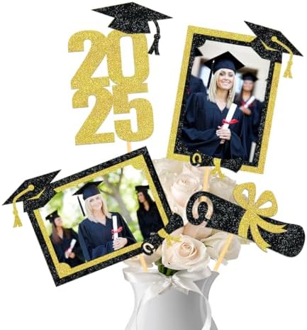 21pcs 2025 Graduation Centerpieces Gold