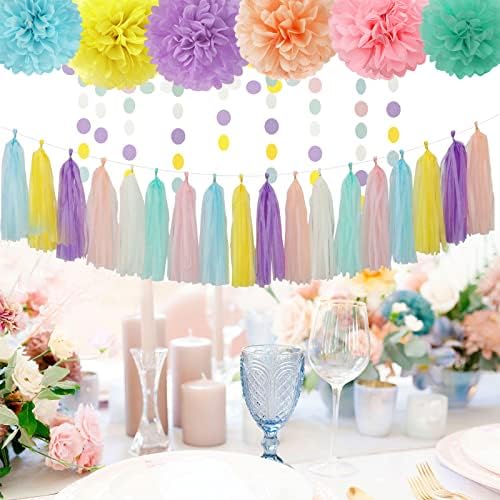 Lasting Surprise Pastel Rainbow Party Decor Kit 29pcs