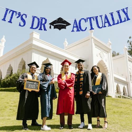Dr Actually Graduation Banner with Glitter and Hat
