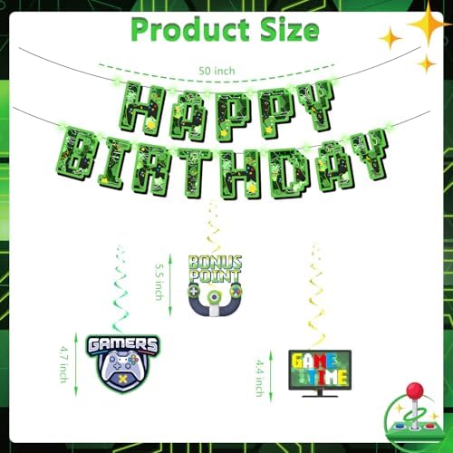 159 Pcs Video Game Birthday Decorations Set Green