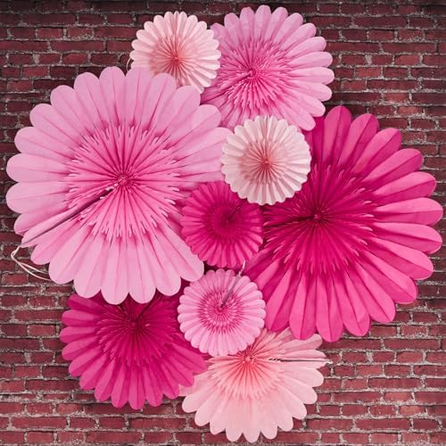 Paper Jazz Hot Pink Paper Fans Decor Set