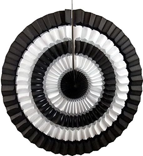 3 Piece Black and White Tissue Paper Fan Decor Set
