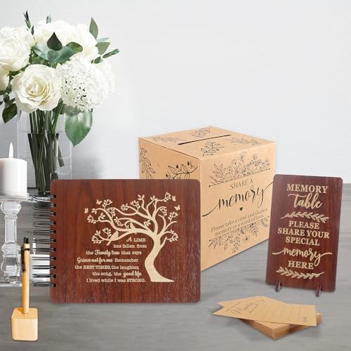 PREKIAR Wooden Guest Book Set for Memorial Service