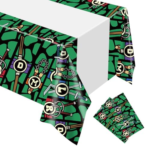 2Pcs Ninja Tablecloth Disposable Tablecover for Birthday Party and Baby Shower