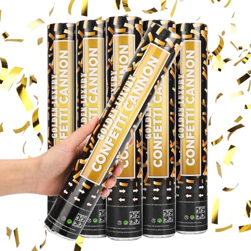 Gold Confetti Cannon 5 Packs 12 Inch Party Poppers