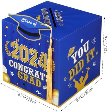 PRETYZOOM Graduation Card Box with Tassel - Blue