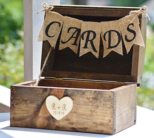 Rustic Wooden Gift Card Holder Country Reception Decor Keepsake Chest