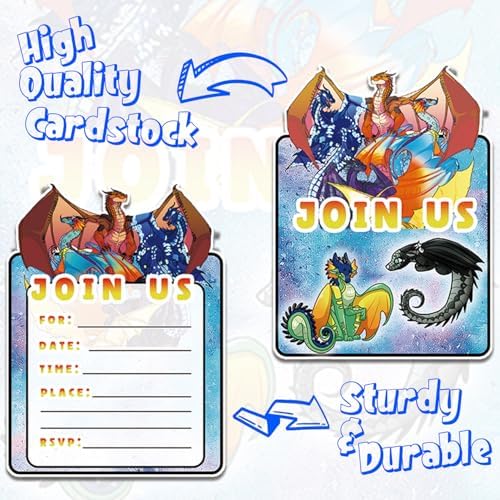Wings of Fire Themed Birthday Invites Set of 20