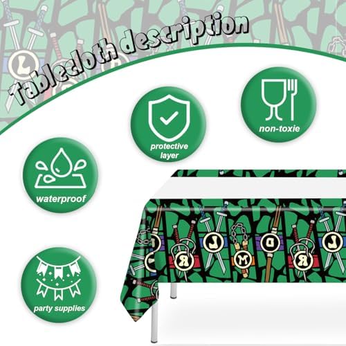 2Pcs Ninja Tablecloth Disposable Tablecover for Birthday Party and Baby Shower