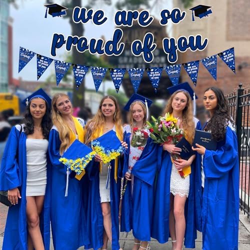2025 Graduation Banner Set Blue Black Triangle Flags