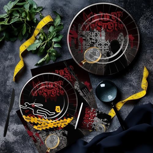 Murder Mystery Party Tableware Set for 24 Guests