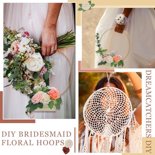 24 Pcs Metal Floral Hoop Centerpieces with Stand for Tables
