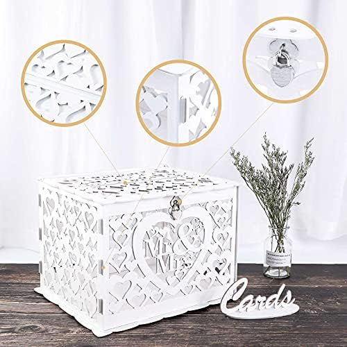 Ywlake Wedding Card Box Holder with Sign Mr Mrs Style
