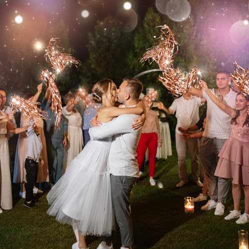 24 Pcs Lighted Wedding Wands with Rose Gold Tinsel