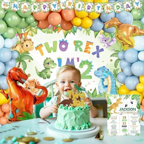 Fiesec Two Rex Birthday Decorations for Boys