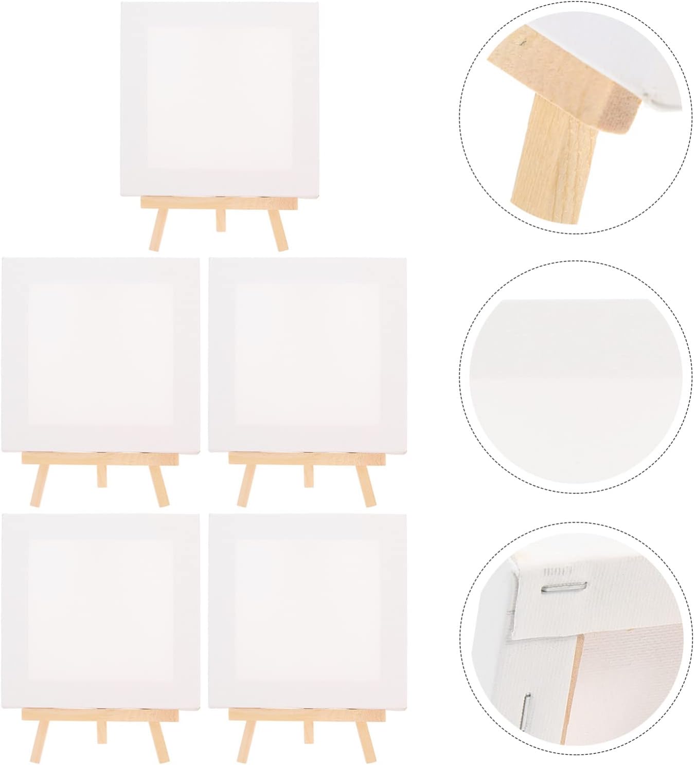 Jojofuny 5 Sets Mini Easel Stands with Canvases