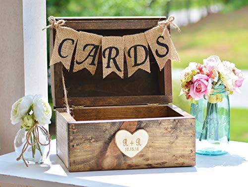 Rustic Wooden Gift Card Holder Country Reception Decor Keepsake Chest