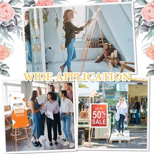 Rose Gold 50 Inch Adjustable Easel Stand for Wedding Sign