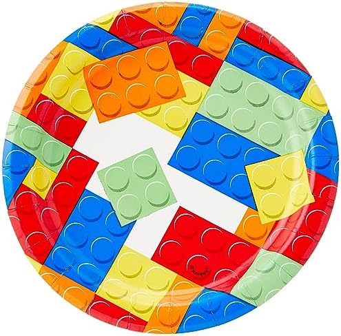 Bold Bright Building Blocks Dessert Plates Pack of 8
