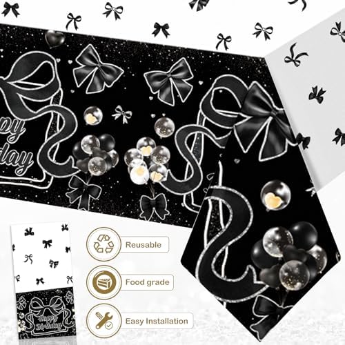 Black Bow Party Decor Set for 20 Guests