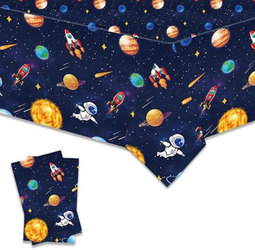 2pcs Space Tablecloth Plastic Party Decor for Birthday Celebrations